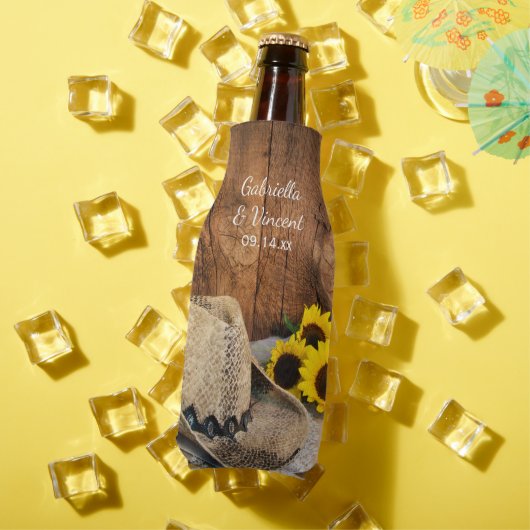 Pet van cowboy, zonnebloemen, Westerne bruiloft va Flesjeskoeler (Insitu Zomer)