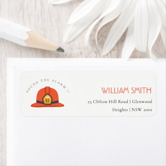 Pet van Cute Red Firetruck Engine Kind Birthday-ad Etiket (Insitu)