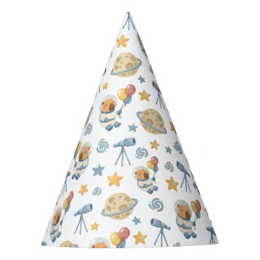 Pet van de Capybara Astronaut Pattern Party Feesthoedjes (Voorkant)