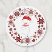 Pet van de kerstman en baard met vrolijk kerstfees bedankjes labels (Achterkant)