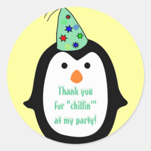 Pet van de kinderpinguïn Wearin Birthday Favor Ronde Sticker
