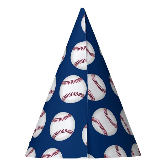 Pet van de partij met honkballen op blauw feesthoedjes (Achterkant)