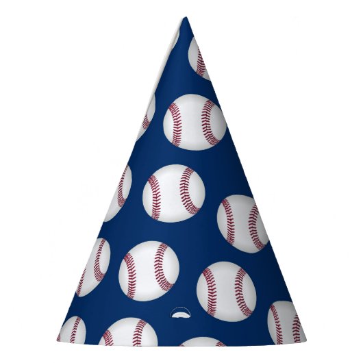 Pet van de partij met honkballen op blauw feesthoedjes (Links)