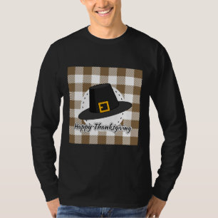 Pet van de zwarte pelgrim op bruine speldenstaart t-shirt