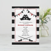 Pet van Pirate + uitnodiging van de Birthday - Red (Staand voorkant)