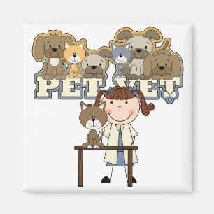 Pet Vet Brunette Vrouw Tshirts en Gifts Magneet