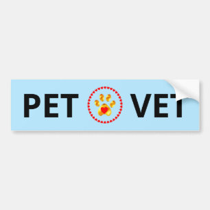 Pet Vet en gouden poot met hart bumper sticker
