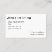 Pet Visitekaartje (Achterkant)