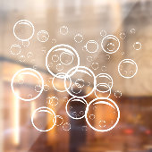 Pet wash Bubbles witte kleur omtrek Raamsticker (Vel 2)