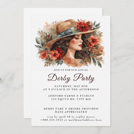 Pet Waterverf Derby Party Uitnodiging (Voorkant / Achterkant)