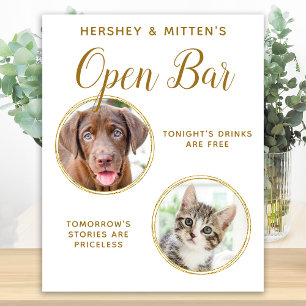 Pet Wedding Dog Open Bar Foto Elegant Gold Drinken Poster