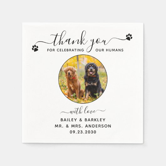 Pet Wedding Modern Elegant Script Foto bedankt Servet (Voorkant)