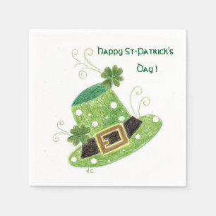 Pet witte cocktail van groene leprechaun, servet