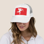 Pet witte cupid op rood (In situ)