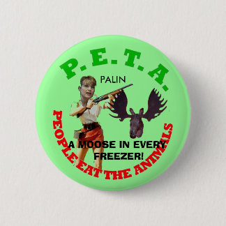 PETA, grijze cirkel, jong pistool wit... - Geperso Ronde Button 5,7 Cm