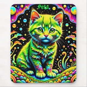 PETA ~ PSYCHEDELISCHE Kat ~ Wow! ~ Mousepad Muismat