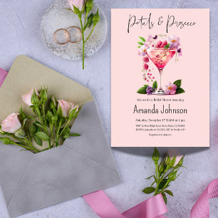 Petaal en Prosecco Blush Roze Bloemen Vrijgezellen Kaart