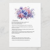 Petaal Roze, Korenbloem Blauw & Mauve Paarse Bruil Menu (Achterkant)