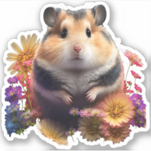 Petal Paws - Cute Floral Hamster Sticker