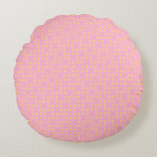 Petal Pop – Naadloos Roze & Gouden Geometrisch Pat Rond Kussen