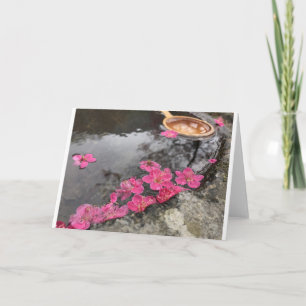 Petal roze bloemen water feestdagen kaart