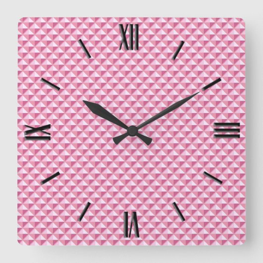 Petal roze, enamel look, bestudeerd raster vierkante klok (Voorkant)
