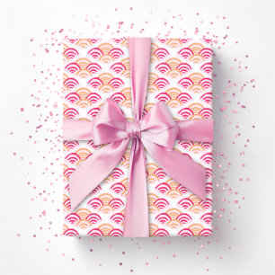 Petal Scallop in Roze en Oranje Cadeaupapier