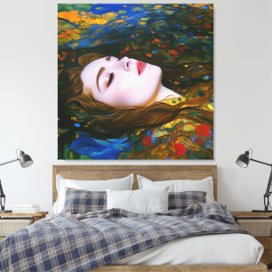 "Petal Serenity" - Vrouwen in Water Canvas Afdruk