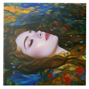 "Petal Serenity" - Vrouwen in Water Tegeltje