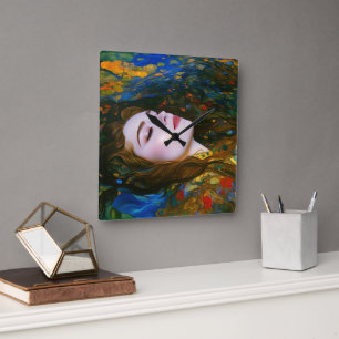 "Petal Serenity" - Vrouwen in Water Vierkante Klok