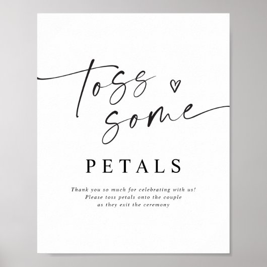 Petal Toss Modern Handwritten Wedding Sign Poster (Voorkant)