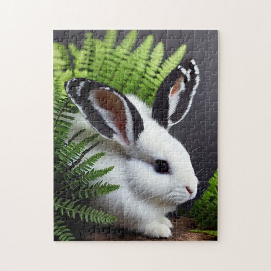 Pétale Le Lapin Noir Et Blanc, Jigsaw Puzzle (Vertical)