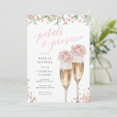 Petalen en Prosecco Bloemblush Vrijgezellenfeest Kaart (Staand voorkant)