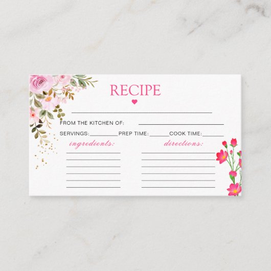 Petalen en prosecco Bloemen Helder Roze Recept Informatiekaartje (Voorkant)