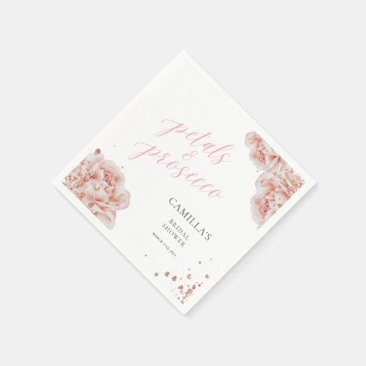 Petalen en Prosecco Blush Pink Sparkly Floral Servet (Hoek)