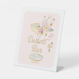 Petalen en Prosecco Dessert Bar Pedestal Sign Reclamebord Met Voetstuk