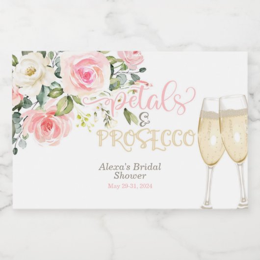 Petalen en Prosecco MINI Sparkling Wijnetiket (Enkel label)