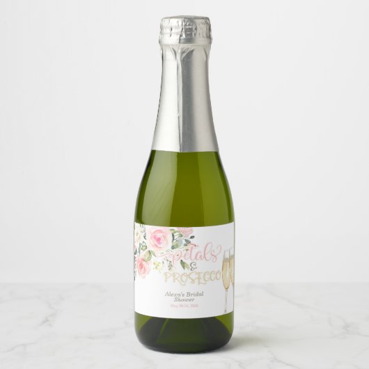 Petalen en Prosecco MINI Sparkling Wijnetiket (Voorkant)