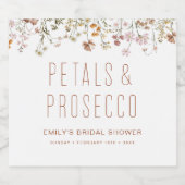 Petalen en Prosecco Wildflower Vrijgezellenfeest Sparkling Wijnetiket (Enkel label)