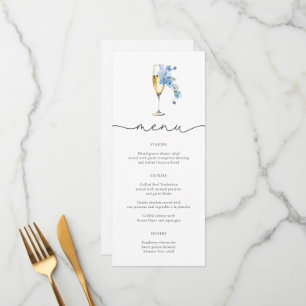 Pétales bleu Dusty et Cartes de menu Fleur sauvage