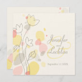 Pétales confetti fleur carré invitation de mariage (Devant / Derrière)