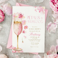 Pétales de Champagne Rose Invitation à la douche n