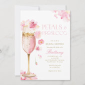 Pétales de Champagne Rose Invitation à la douche n (Devant)