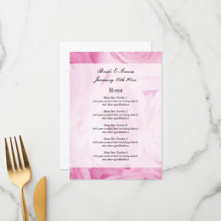 Pétales de fleurs de rose chic mariage menu modèle