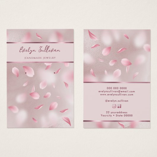 Pétales de fleurs fausse feuille bijoux carte d'af (Devant & derrière)