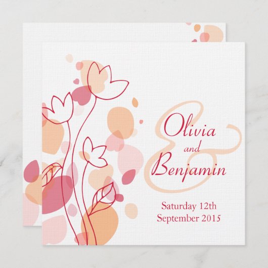 Pétales de fleurs modernes graphiques invitation m (Devant / Derrière)