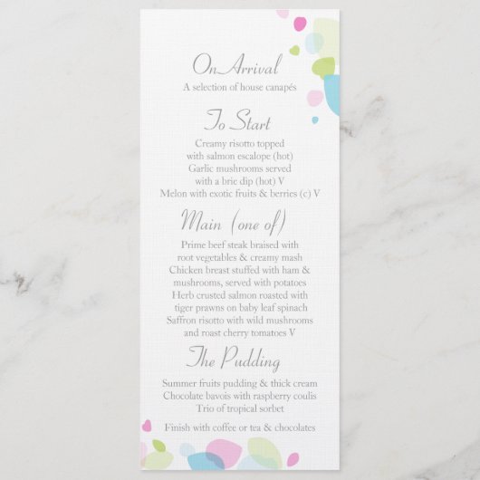 Pétales de fleurs modernes graphiques menu dîner m (Dos)