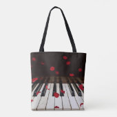 Pétales de rose rouge sur Sac fourre-tout de piano (Dos)