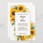 Pétales de tournesol : Faire-part de mariage perso (Devant / Derrière)