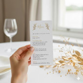Pétales d'effet or jolie menu table mariage